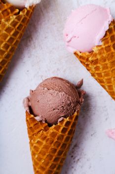 Frozen. Delicious ice cream on the table