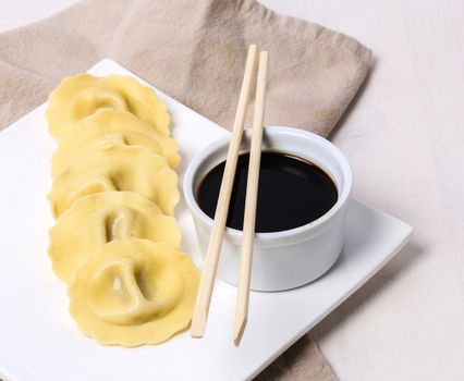 Food. Delicious dumplings on the table