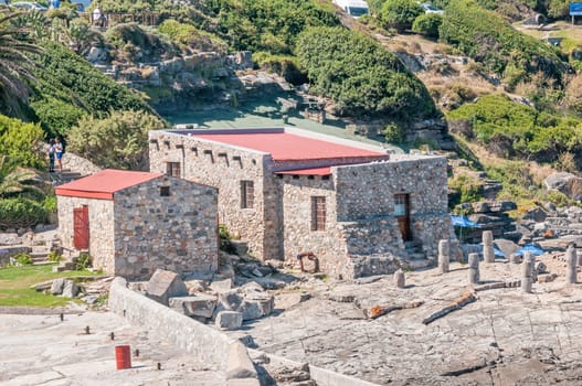 HERMANUS, SOUTH AFRICA - DECEMBER 10, 2014:  Buildings at the historical old harbour museum in Hermanus. The town is world famous for whale viewing