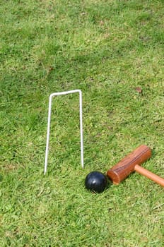 Croquet hoop Mallet and ball