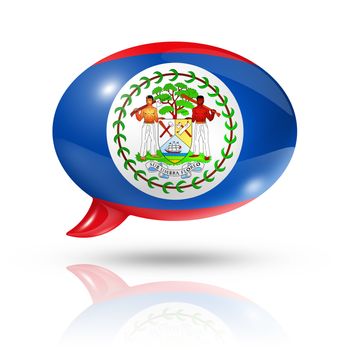 three dimensional Belize flag in a speech bubble isolated on white with clipping path