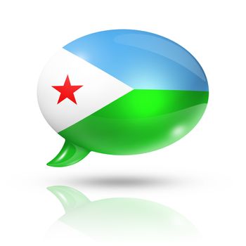 three dimensional Djibouti flag in a speech bubble isolated on white with clipping path