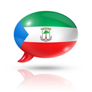 three dimensional Equatorial Guinea flag in a speech bubble isolated on white with clipping path