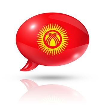 three dimensional Kyrgyzstan flag in a speech bubble isolated on white with clipping path
