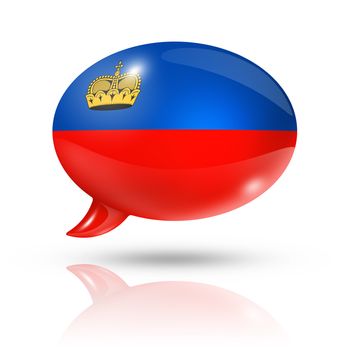 three dimensional Liechtenstein flag in a speech bubble isolated on white with clipping path