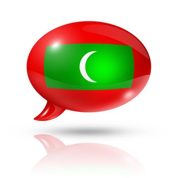 three dimensional Maldives flag in a speech bubble isolated on white with clipping path