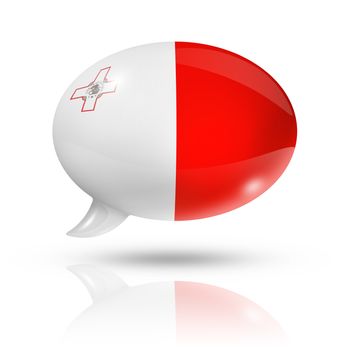 three dimensional Malta flag in a speech bubble isolated on white with clipping path