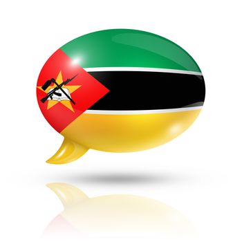 three dimensional Mozambique flag in a speech bubble isolated on white with clipping path
