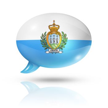 three dimensional San Marino flag in a speech bubble isolated on white with clipping path