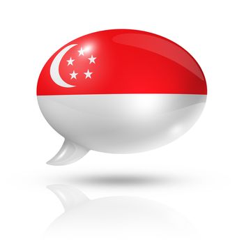three dimensional Singapore flag in a speech bubble isolated on white with clipping path