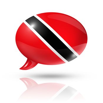 three dimensional Trinidad And Tobago flag in a speech bubble isolated on white with clipping path