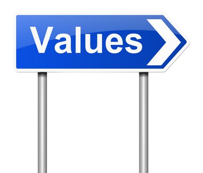 Illustration depicting a sign with a values concept.