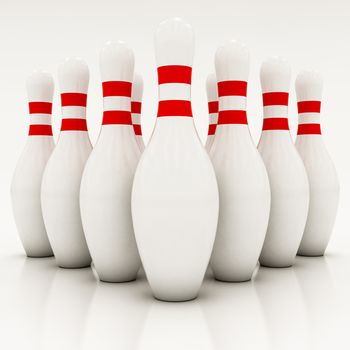 white bowling pins on a white background