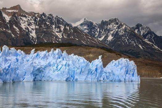 The Grey Glacier in Torres Del Paine National Park in Patagonia in southern Chile, South America.