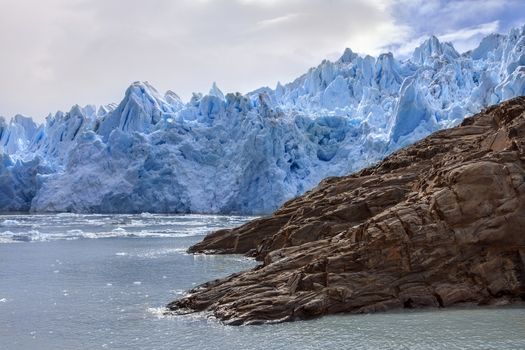 The Grey Glacier in Torres Del Paine National Park in Patagonia in southern Chile, South America.