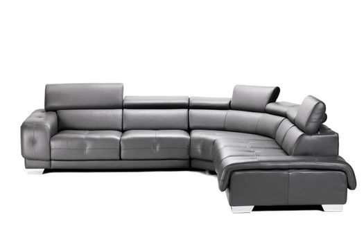 modern black leather sofa isolated on white