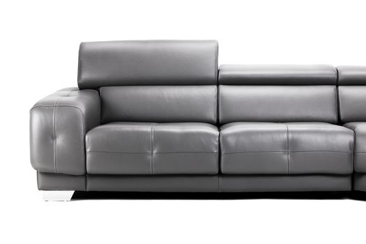 modern black leather sofa isolated on white