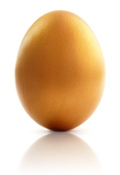 Golden egg over a white background