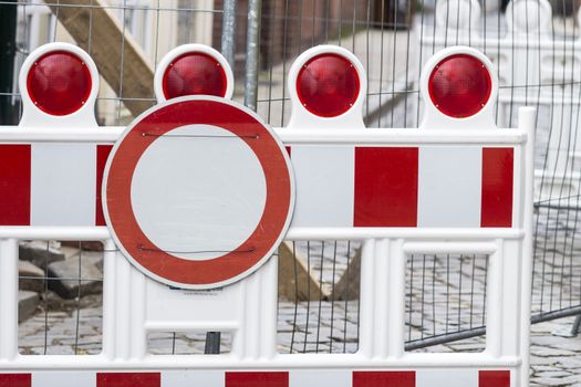 Prohibition sign in front of construction site