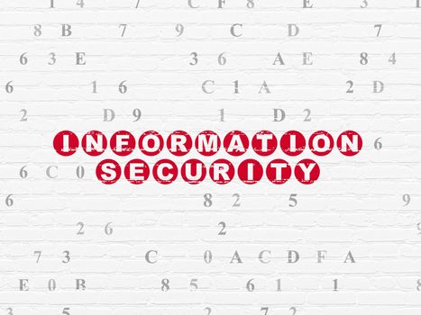 Privacy concept: Painted red text Information Security on White Brick wall background with Hexadecimal Code, 3d render