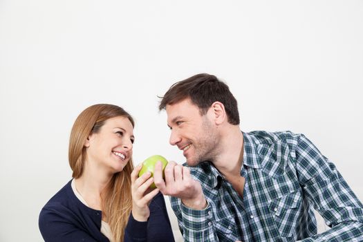 Couple in love having a breakfast