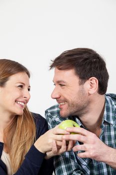 Pretty couple having a breakfast