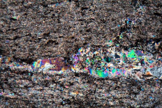 Crystals of Alabaster (Gypsum) under the microscope. 