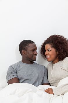 Black couple looking each other