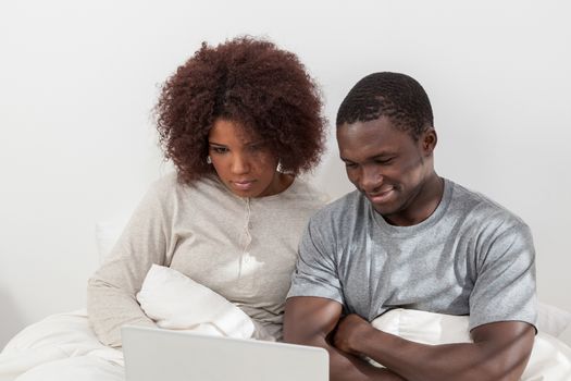 Couple in love using the computer