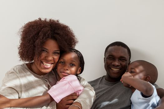 Black family in the bed