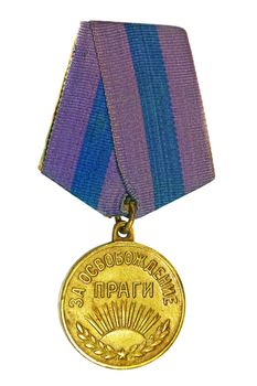 Medal "For the Liberation of Prague" on a white background