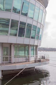 floating office building on Dnipro river in Kiev