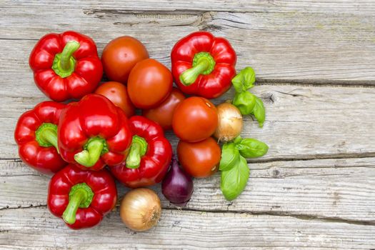 fresh vegetables on wooden background