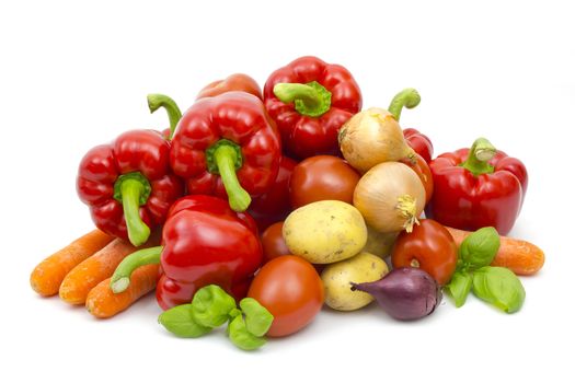 fresh vegetables on white background