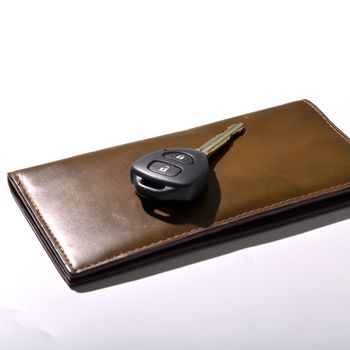 car key with wallet isolated on white background