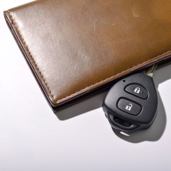 car key with wallet isolated on white background