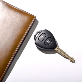 car key with wallet isolated on white background