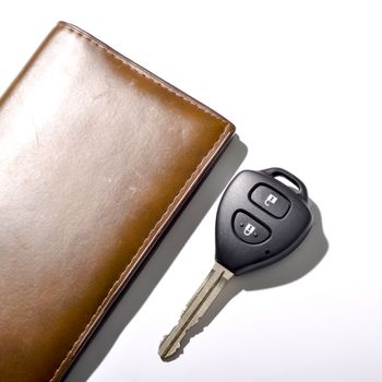 car key with wallet isolated on white background