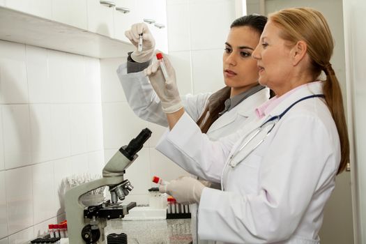 scientifics doing an experiment