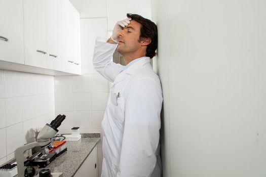 man relaxed in a lab