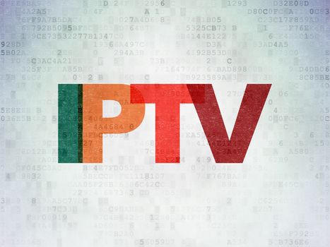 Web development concept: Painted multicolor text IPTV on Digital Paper background, 3d render