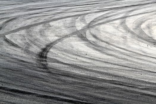 Tire marks on road track for background