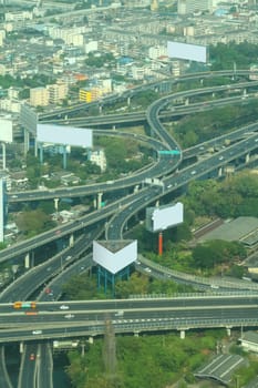 Top view traffic at Bangkok in Thailand