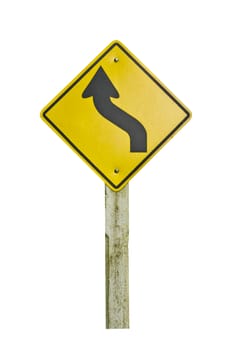 Turn left traffic sign on white background