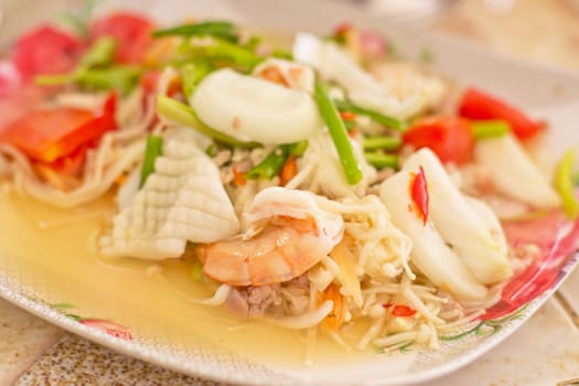 Seafood salad on a plate