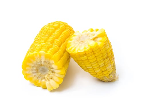 Boiled corn isolated on white background