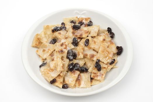 Indian roti with raisin and sweet sauce