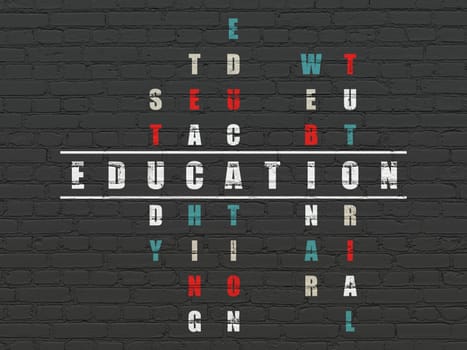 Education concept: Painted white word Education in solving Crossword Puzzle, 3d render