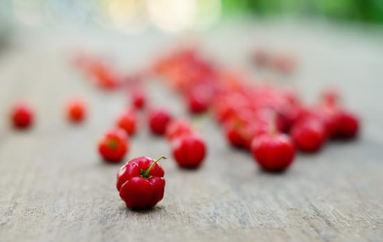 Fresh cherry on wooden table