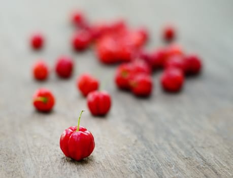 Fresh cherry on wooden table